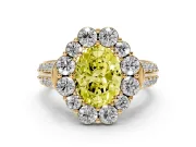 Oval Large Accent Halo Engagement Ring Setting for a Fancy Yellow Lab-Grown Diamond | Yellow Gold