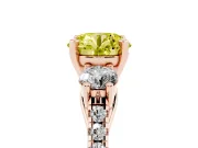 Round Three-Stone Engagement Ring Setting for a Fancy Yellow Lab-Grown Diamond | Rose Gold