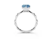 Fancy Blue Heart Cut Diamond Solitaire Ring Set in Platinum with Bamboo Band and Prong Setting