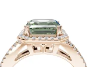 Asscher Cut Halo Split Shank Engagement Ring Setting for a Fancy Green Lab-Grown Diamond | Pavé Shoulders | Rose Gold