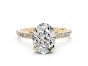 9 Carat Oval Lab-Grown Diamond Solitaire Engagement Ring | Pavé Shoulders | Yellow Gold