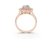 Round Halo Split Shank Engagement Ring Setting | Rose Gold
