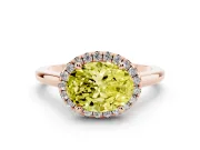 Oval Halo Engagement Ring Setting for a Fancy Yellow Lab-Grown Diamond | Plain Polished Band | Rose Gold