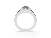 Marquise Pave Halo Engagement Ring Setting for a Fancy Green Lab-Grown Diamond | Pave Band | Platinum