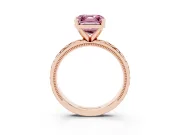 Asscher Cut Vintage Milgrain Engagement Ring Setting for a Fancy Pink Lab-Grown Diamond | X Pattern Band | Rose Gold