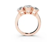 Round Three Stone Engagement Ring Setting | Large Side Stones | Rose Gold