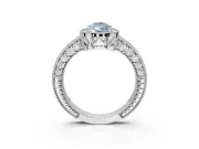 Pear-Shaped Milgrain Halo Engagement Ring Setting for a Fancy Blue Lab-Grown Diamond | Wide Pavé Band | White Gold