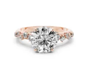 Round Solitaire Engagement Ring Setting | Graduated Scattered Accents | Rose Gold