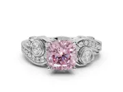 Cushion Cut Swirl Engagement Ring Setting for a Fancy Pink Lab-Grown Diamond | White Gold