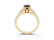 Emerald Cut Split Shank Engagement Ring Setting for a Black Center | Pavé Band | Yellow Gold