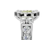 Cushion Cut Halo Engagement Ring Setting for a Fancy Yellow Lab-Grown Diamond | Graduated Channel Band | White Gold