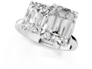 Emerald Cut and Emerald Cut Toi Moi Ring Set in Silver with Prong Setting