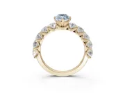 Marquise Side Stone Engagement Ring Setting for a Fancy Blue Lab-Grown Diamond | Scalloped Prong Accents | Yellow Gold
