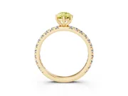 Fancy Yellow Pear Cut Diamond Pavé Solitaire Ring Set in Yellow gold with Round Band and Prong Setting