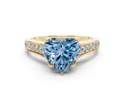 Heart-Shaped Graduated Pavé Engagement Ring Setting for a Fancy Blue Lab-Grown Diamond | Yellow Gold