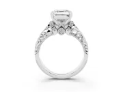 Asscher Cut Diamond Filigree Halo Engagement Ring Set in Silver with Prong Setting