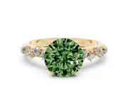 Round Graduated Solitaire Engagement Ring Setting for a Fancy Green Lab-Grown Diamond | Yellow Gold