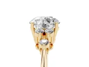 Round Cluster Accent Engagement Ring Setting | Plain Band | Yellow Gold