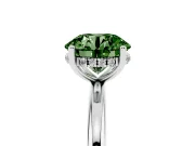 Fancy Green Round Cut Diamond Solitaire Engagement Ring Set in Silver with Prong Setting and Polished Band