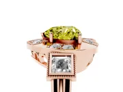 Fancy Yellow Heart Cut Diamond Milgrain Halo Ring Set in Rose gold with Split Shank
