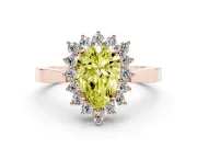 Pear-Shaped Scalloped Halo Engagement Ring Setting for a Fancy Yellow Lab-Grown Diamond | Rose Gold