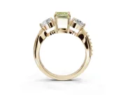 Emerald Cut Three Stone Engagement Ring Setting for a Fancy Yellow Lab-Grown Diamond | Tapered Pave Band | Yellow Gold