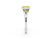 Fancy Yellow Bezel Set Radiant Cut Diamond Solitaire Ring Set in Silver with Tapered Band