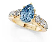 Pear-Shaped Engagement Ring Setting for a Fancy Blue Lab-Grown Diamond | Yellow Gold - Design NV-24645