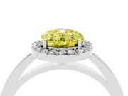 Fancy Yellow Oval Cut Diamond Halo Ring Set in White gold with Solitaire Band and Prong Setting