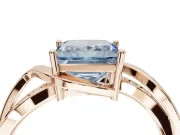Princess Cut Bypass Solitaire Engagement Ring Setting for a Fancy Blue Lab-Grown Diamond | Pavé Strands | Rose Gold
