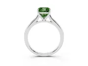 Fancy Green Princess Cut Diamond Solitaire Ring Set in Silver with Cathedral Band and Prong Setting
