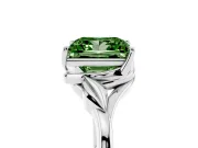 Princess Cut Leaf Bypass Solitaire Engagement Ring Setting for a Fancy Green Lab-Grown Diamond | Platinum