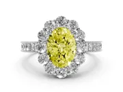 Oval Vintage Halo Engagement Ring Setting for a Fancy Yellow Lab-Grown Diamond | White Gold