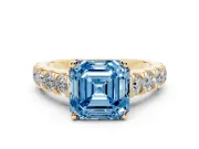Asscher Cut Engagement Ring Setting for a Fancy Blue Lab-Grown Diamond | Yellow Gold - Design NV-24643