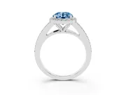 Round Halo Engagement Ring Setting for a Fancy Blue Lab-Grown Diamond | Pave Split Shank | Platinum