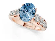 Oval Graduated Engagement Ring Setting for a Fancy Blue Lab-Grown Diamond | Rose Gold