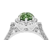 Fancy Green Marquise Cut Diamond Halo Ring Set in White gold with Pavé-Lined Split Shank Band