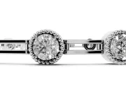 Round Lab-Grown Diamond Milgrain Bezel Tennis Bracelet | Open Link Band | White Gold