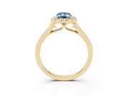 Emerald Cut Halo Engagement Ring Setting for a Fancy Blue Lab-Grown Diamond | Flat Tapered Band | Yellow Gold