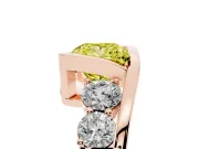 Fancy Yellow Princess Cut Diamond Bezel Bypass Ring Set in Rose gold with Round Accents