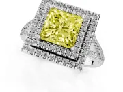 Princess Cut Halo Engagement Ring Setting for a Fancy Yellow Lab-Grown Diamond | Platinum - Design NV-24799