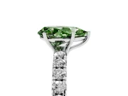 Pear-Shaped Pave Solitaire Engagement Ring Setting for a Fancy Green Lab-Grown Diamond | Shared Prong Band | White Gold