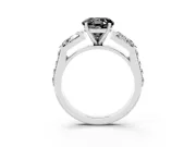 Round Channel Set Baguette Engagement Ring Setting for a Black Center | White Gold