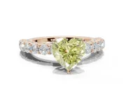 Heart-Shaped Shared Prong Engagement Ring Setting for a Fancy Yellow Lab-Grown Diamond | Rose Gold