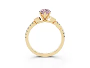 Marquise Leaf Pavé Engagement Ring Setting for a Fancy Pink Lab-Grown Diamond | Yellow Gold