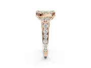 Asscher Cut Halo Engagement Ring Setting for a Fancy Yellow Lab-Grown Diamond | Graduated Channel Band | Rose Gold