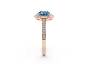 Round Halo Engagement Ring Setting for a Fancy Blue Lab-Grown Diamond | Petal Tips | Rose Gold