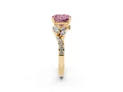 Radiant Cut Floral Engagement Ring Setting for a Fancy Pink Lab-Grown Diamond | Marquise Side Stones | Yellow Gold