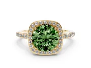Round Halo Engagement Ring Setting for a Fancy Green Lab-Grown Diamond | Yellow Gold - Design NV-24729