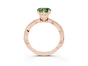 Fancy Green Heart Cut Diamond Solitaire Ring Set in Rose gold with Twisted Band and Bead Prong Setting